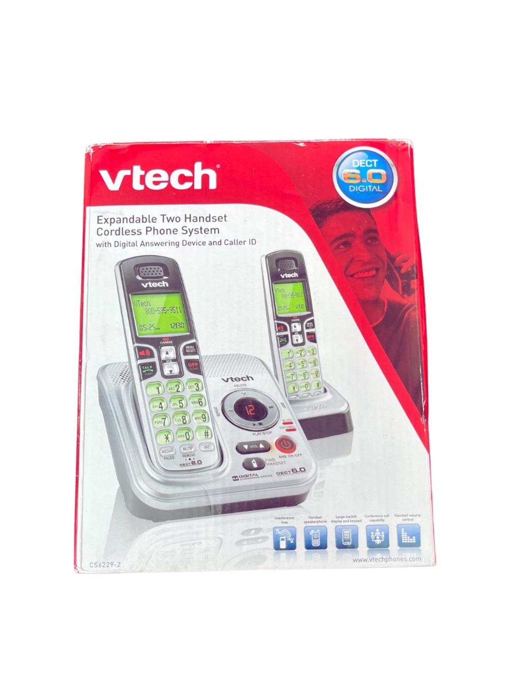 Vtech 6.0 Expandable Two Handset Cordless Phone Set w/Digital Caller ID